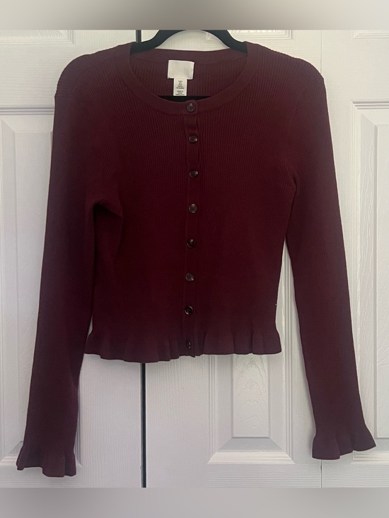 H&M Sweaters - H&M Burgundy Rib-Knit Button Down Cardigan